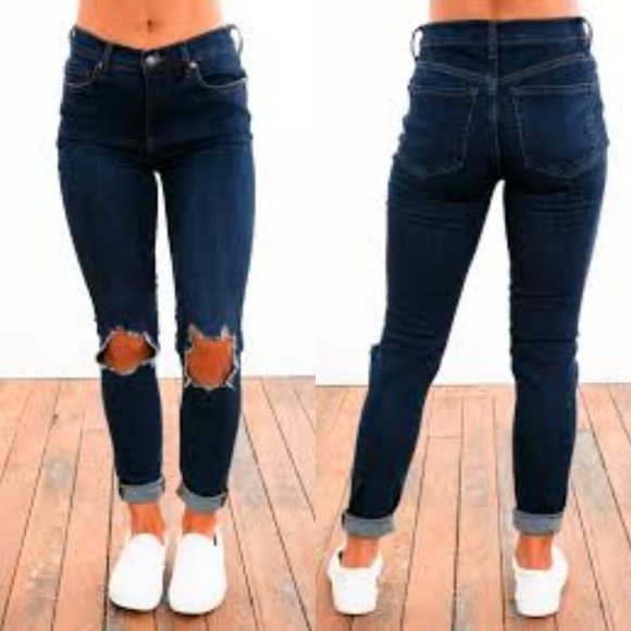 Free People High Rise Busted Knee Skinny Jeans - Picture 7 of 7